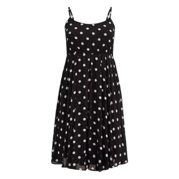 torrid Polka Dot Black Midi Dress Spaghetti Straps Flowy Silhouette NWT - Picture 3 of 4